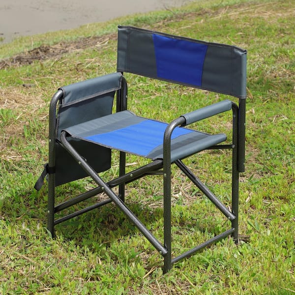 wayofatry 1-Piece Padded Folding Outdoor Chair with Storage Pockets for Outdoor Camping and Fishing in Blue