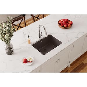 Quartz Classic Mocha Quartz 24.625 in. Single Bowl Undermount Kitchen Sink