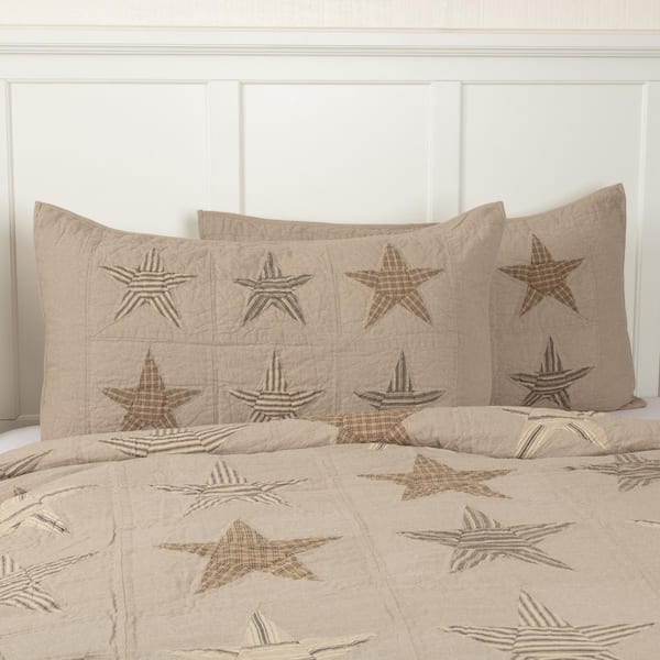 VHC Brands Sawyer Mill Star Charcoal Tan Farmhouse Cotton King Sham