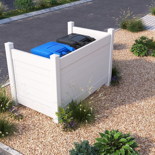 Barrette Outdoor Living White Vinyl 4x6 Privacy Trash Corral and Enclosure