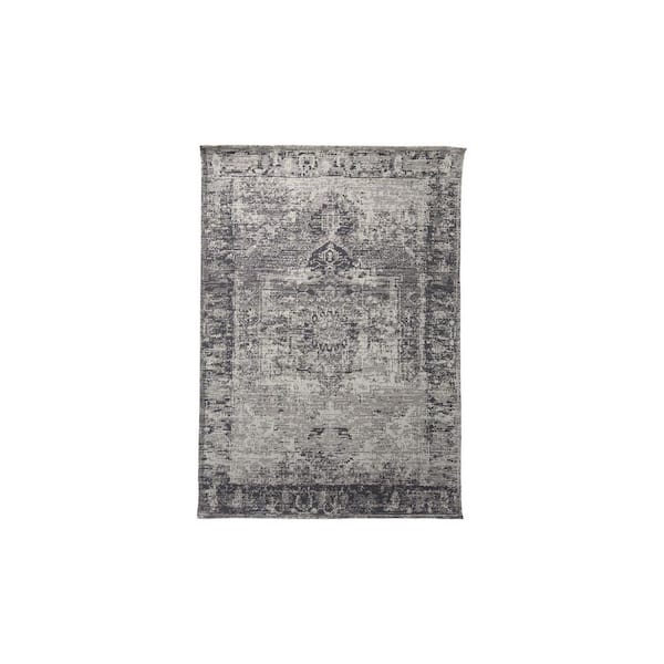 9 ft. x 12 ft. Gray, Charcoal Moroccan Washable Area Rug