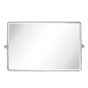 Lutalo 35 in. W x 23 in. H Rectangular Metal Framed Pivot Wall Mounted Bathroom Vanity Mirror in Brushed Nickel