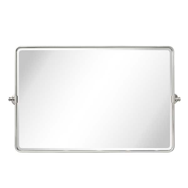 TEHOME Lutalo 35 in. W x 23 in. H Rectangular Metal Framed Pivot Wall Mounted Bathroom Vanity Mirror in Brushed Nickel