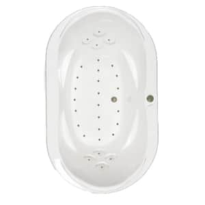 73 in. Acrylic Oval Drop-in Air Bath Bathtub in Biscuit