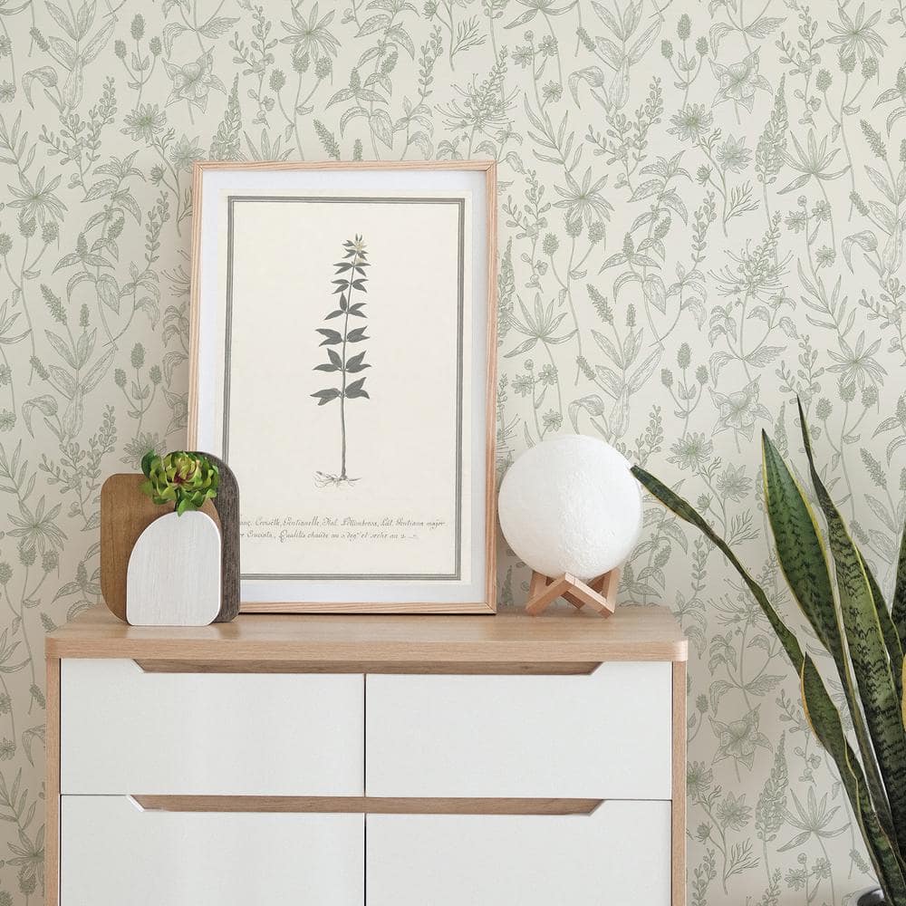 Nami Olive Floral Non-Woven Wallpaper Roll