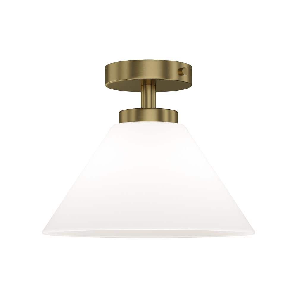 Wynridge 12 in. Plug and Play 1-Light Lacquered Brass Semi Flush Mount with SkyPlug price history on PriceWatchPro