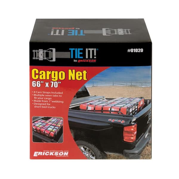66 in. x 70 in. Pick-Up Cargo Net with Four 6 ft. Cam Straps Rope