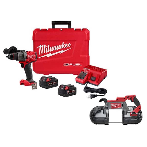 Milwaukee M18 FUEL 18V Lithium-Ion Brushless Cordless 1/2 in. Hammer Drill Driver Kit w/Deep Cut Band Saw