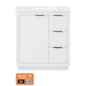 Harlock 31 in. Single Sink White Bath Vanity with White Cultured Marble Top (Assembled)