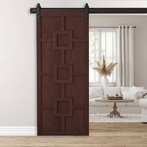 30 in. x 84 in. The Mod Squad Sable Wood Sliding Barn Door with Hardware Kit in Black