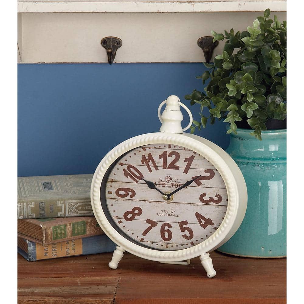 Vintage Black and White Iron Ring Top Desk Clocks, Set of 4