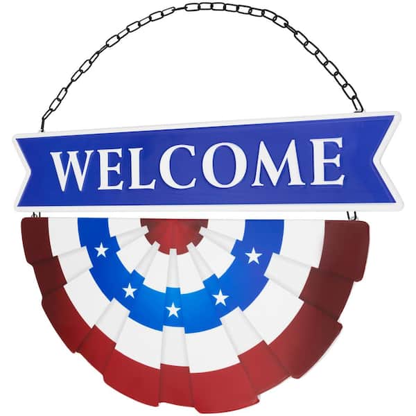 Northlight Americana Welcome Metal Wall Sign with Bunting - 19.5