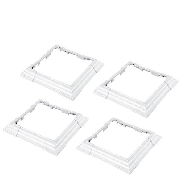 Vinyl Adjustable White Post Sleeve Skirt for 3 to 6.5 in. Wood Stair Rails Fence Column Wraps (4-Pack)