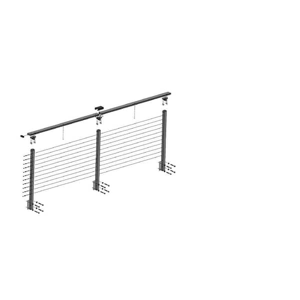 CityPost Stair Deck Mount 6-ft x 5in x 36-in Black Steel Deck Cable Rail  Kit in the Deck Railing Systems department at