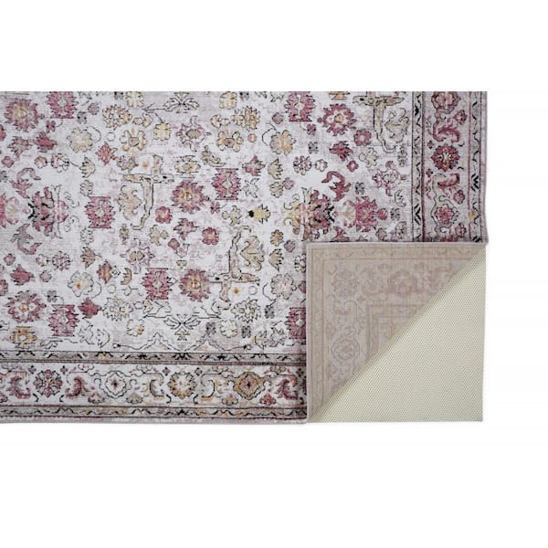 10 ft. x 13 ft. Pink and Ivory Floral Area Rug
