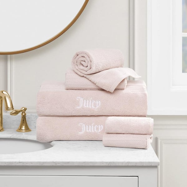 Luxurious Alyssa 6-Piece 100% Cotton Bath Towel Set in Pink