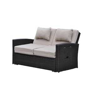 Miranda Wicker Outdoor Day Bed with Dove Cushions