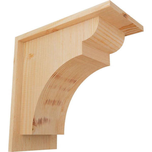 Ekena Millwork 7-1/2 in. x 14 in. x 14 in. Douglas Fir Yorktown Smooth Corbel with Backplate