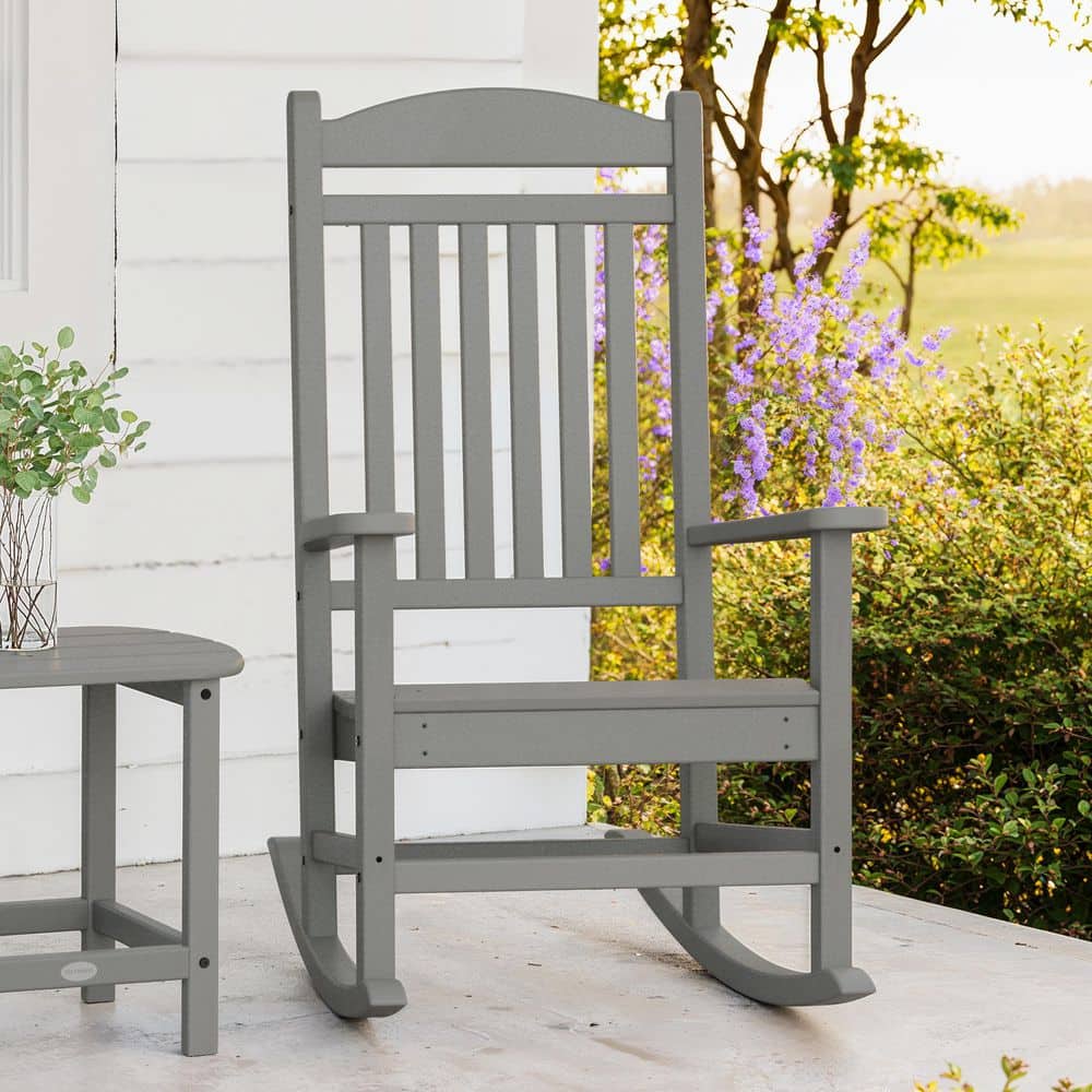 POLYWOOD Grant Park Plastic Outdoor Rocking Chair in Slate Grey