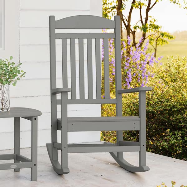 POLYWOOD Grant Park Plastic Outdoor Rocking Chair in Slate Grey