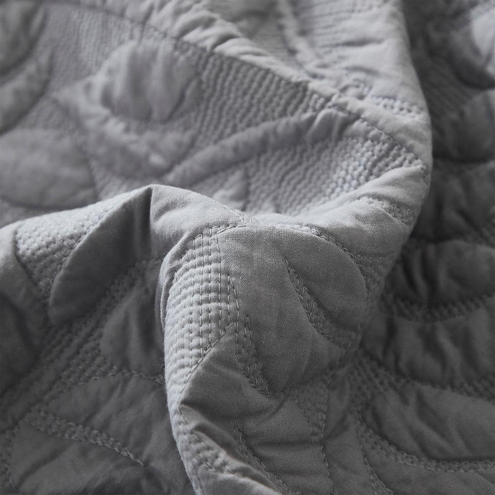 Pastel Grey Twin Cotton Reversible Bedspread Set
