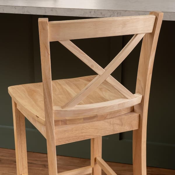 Linon Home Decor Alexandria X Back 24 in. Natural Unfinished High