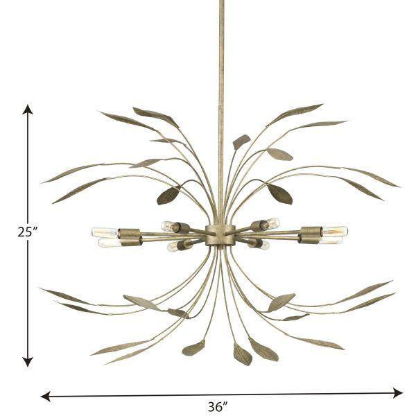 Mariposa Antique Gold 36" 8-Light Branch Pendant
