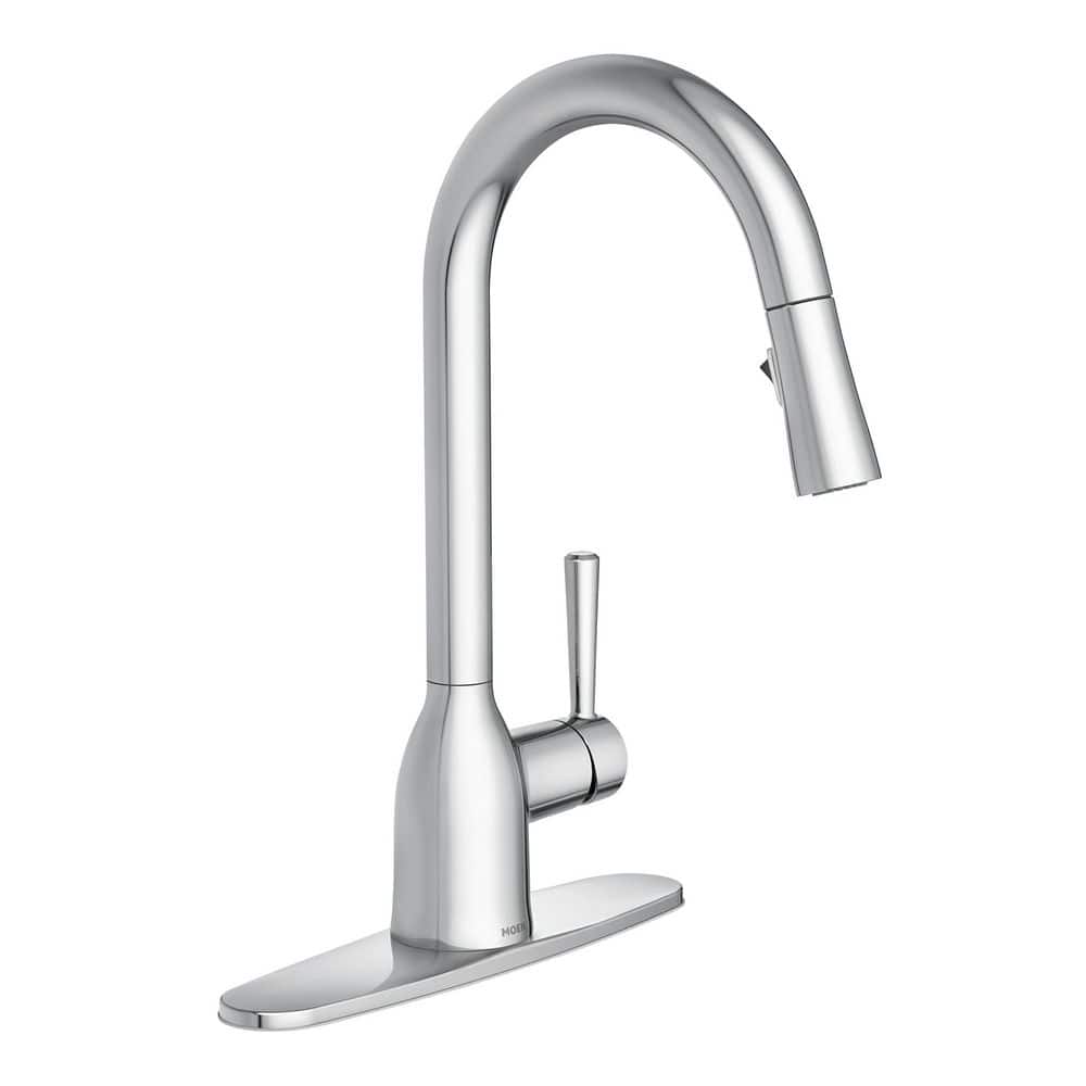 Chrome High Arc Single Handle Kitchen Faucet with Pull-Down Spray