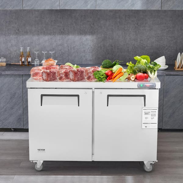 48in. Commercial Frozen Refrigerator Sandwich & Salad Prep Table, 12.9 Cu. Ft Stainless Steel Refrigerated Food Station