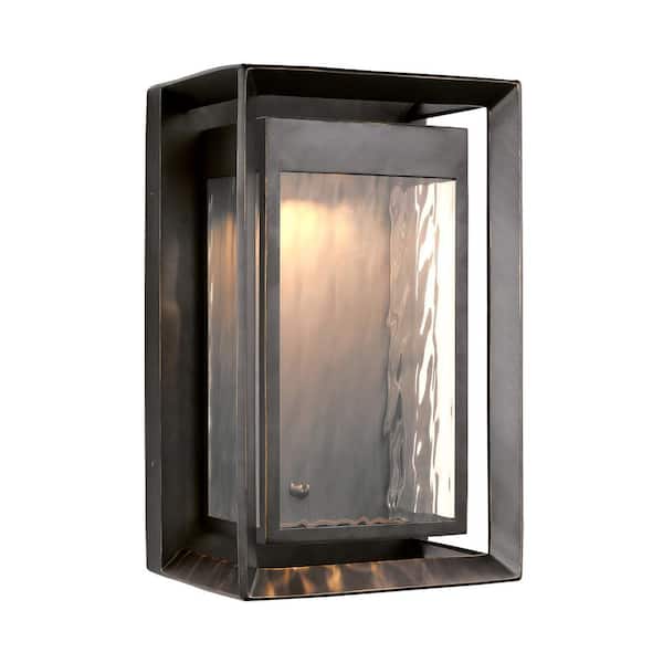 Generation Lighting Urbandale 1-Light Antique Bronze Outdoor 16.25 in. Integrated LED Wall Lantern Sconce