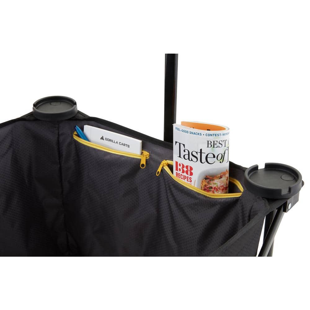 Black Steel Frame Collapsible Utility Wagon with Polyester Deck