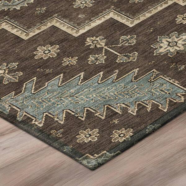Chantille Machine Washable Indoor/Outdoor Abstract ACN3141 Chocolate 9 ft. x 12 ft. Area Rug