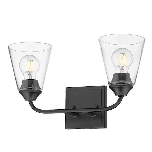 Golden Lighting Ormond 4.375 in. 2-Light Matte Black Vanity Light