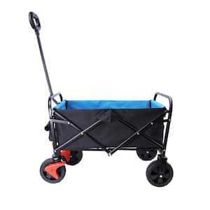 3.19 cu. ft. Metal Blue Mini Folding Wagon Garden Cart Shopping Beach Cart