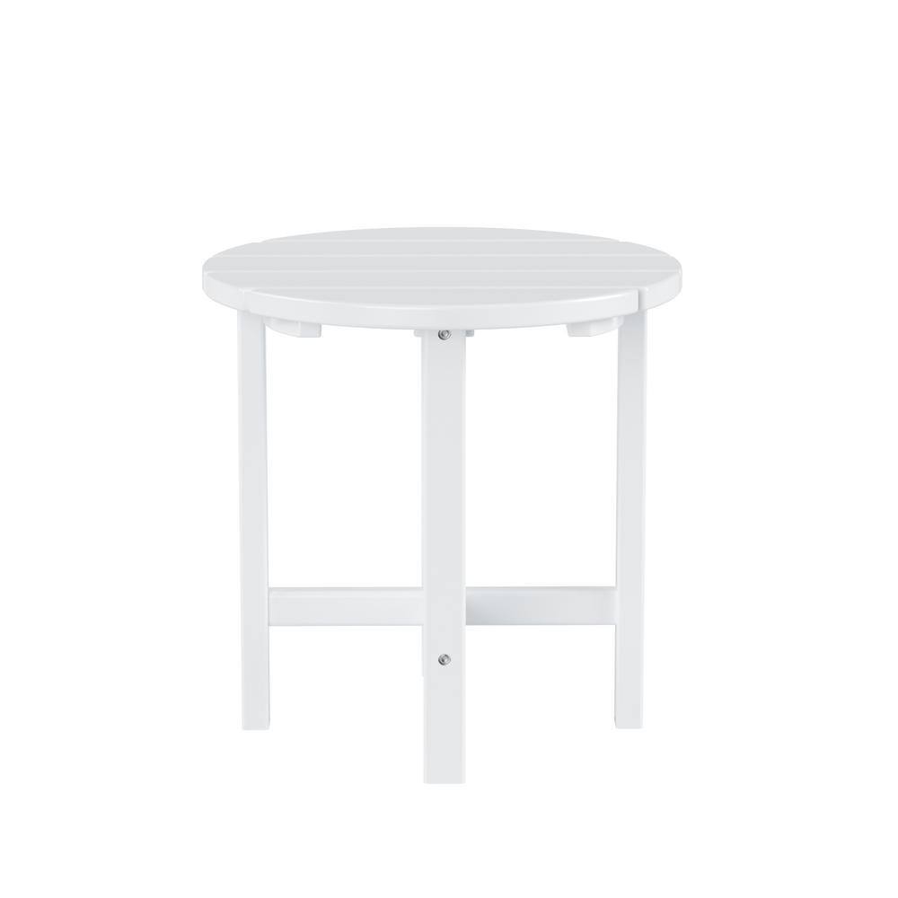White 18" Round Polywood Outdoor Side Table
