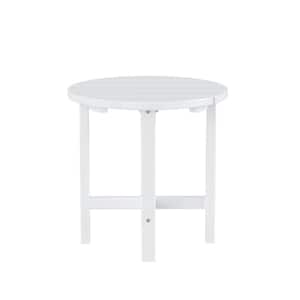 Mason 18 in. White Poly Plastic Fade Resistant Outdoor Patio Round Adirondack Side Table