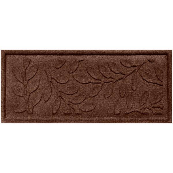 Bungalow Flooring Waterhog Brittney Leaf 15 in. x 36 in. PET Polyester Indoor Outdoor Boot Tray Dark Brown