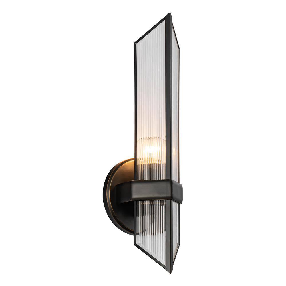 Urban Bronze Ribbed Glass Vanity Wall Sconce