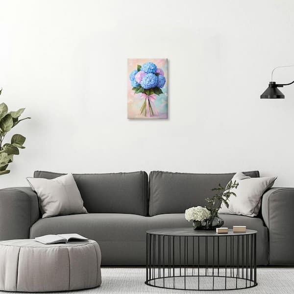 Blue Hydrangea Unframed Canvas Art Print 36 in. x 24 in