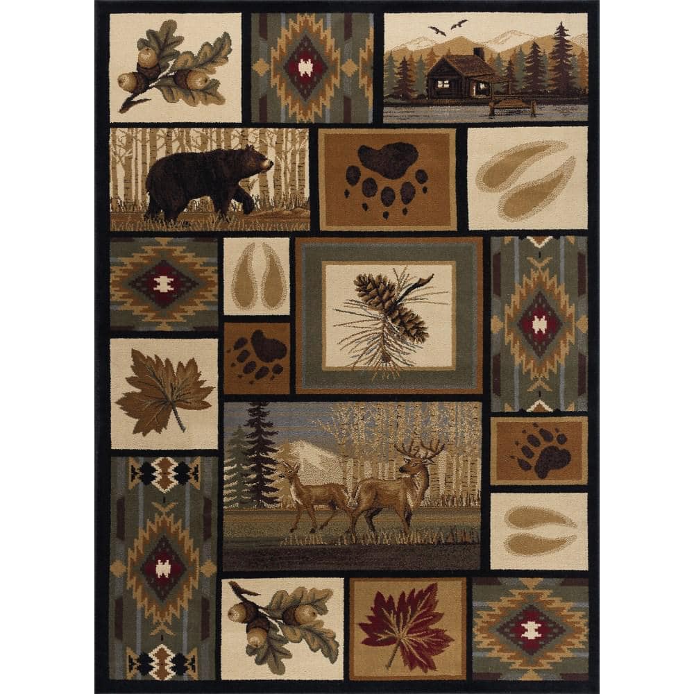 Nature Lodge 4' x 6' Blue Spot Synthetic Rectangular Rug