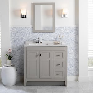 Bladen 37 in. W x 19 in. D x 36 in. H Single Sink  Bath Vanity in Gray with Polar Gray Engineered Solid Surface Top