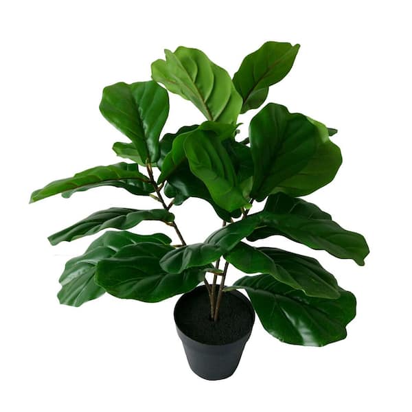 A & B Home 24 in. Artificial Potted Fiddle Dark Green Leaf Tree