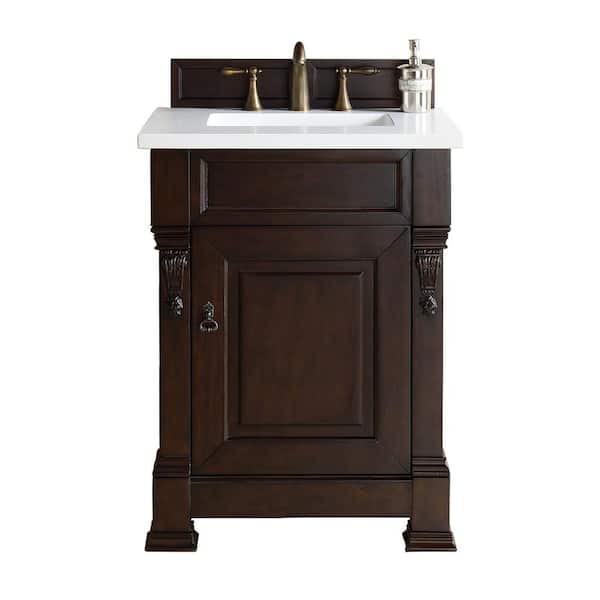 James Martin Vanities Brookfield 26.0 in. W x 23.5 in. D x 34.3 in. H Bathroom Vanity in Burnished Mahogany with White Zeus Quartz Top