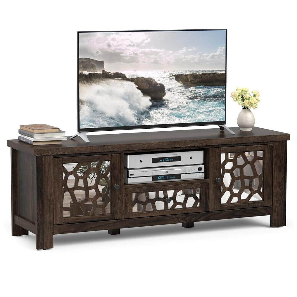 Gymax 55 In. Retro TV Stand Media Entertainment Center With Mirror ...