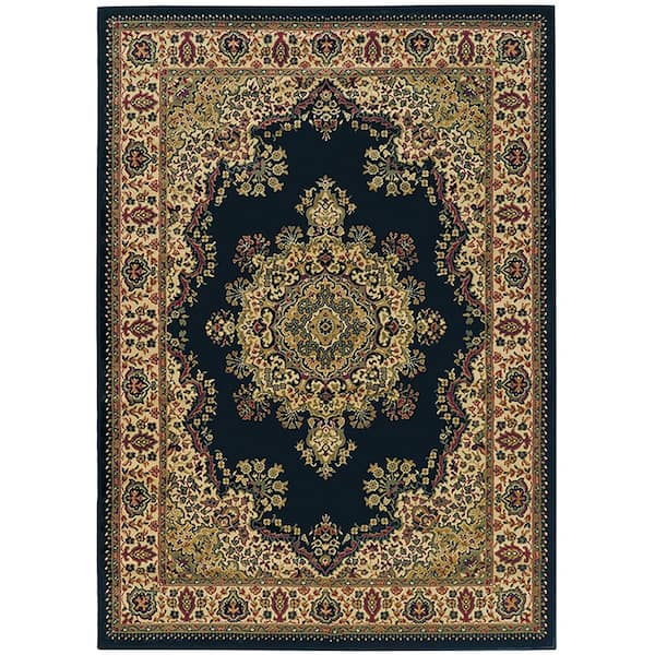Castello Black 3 ft. x 5 ft. Traditional Oriental Medallion Area Rug