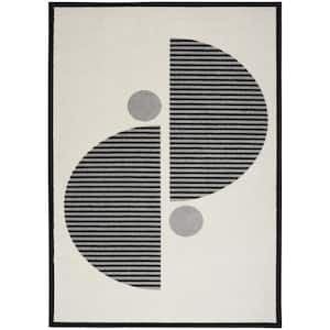 Modern Passion Ivory/Black 4 ft. x 6 ft. Geometric Contemporary Area Rug