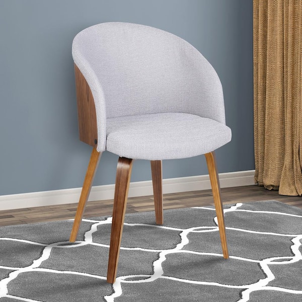 Armen Living Alpine 31 in. Gray Fabric and Walnut Wood Finish Mid-Century Dining Chair