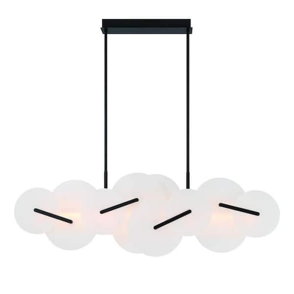 Eurofase Nuvola 92-Watt 2-Light Integrated LED Black Chandelier with White Glass Shade