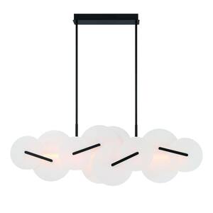 Nuvola 92-Watt Integrated LED Black Chandelier with White Glass Shade