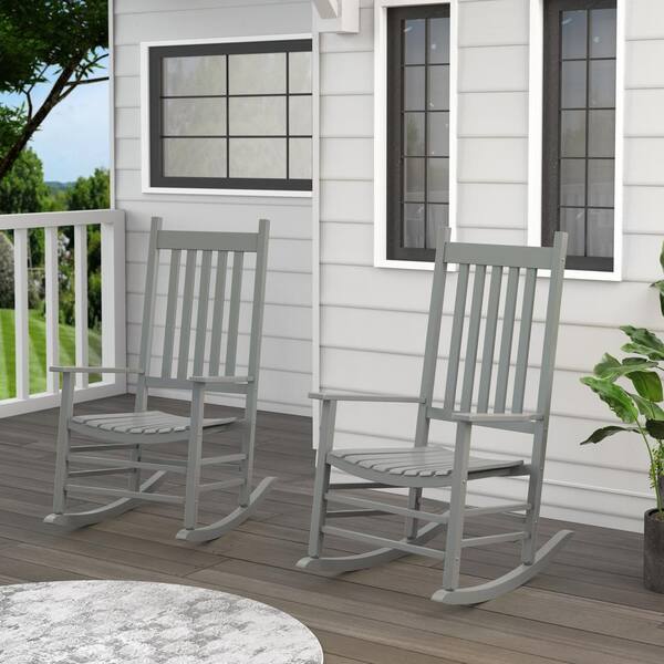 Shine Company 46 in H Gray Wood Vermont Outdoor Rocking Chair (2